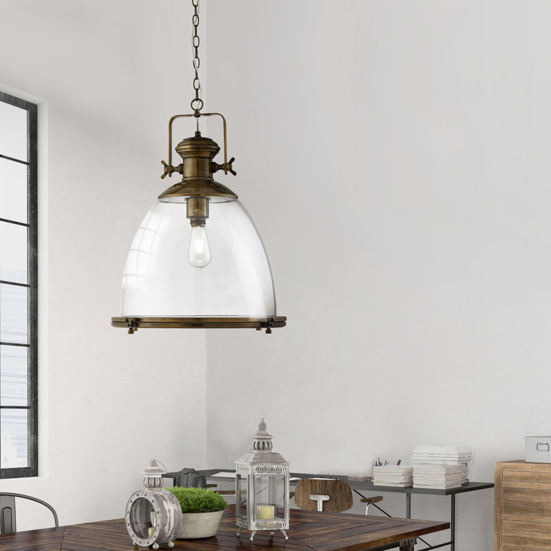 Katy 1 - Light Antique Brass Dome Pendant
