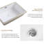 Évier de cuisine encastré, lavabo de cuisine encastré en céramique blanc profond L 24 po x l 16 po sans grille de fond et drain de crépine Eridanus