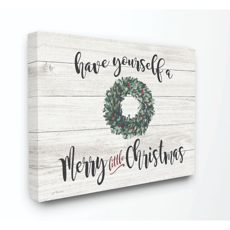 «A Merry Little Christmas Wreath», reproduction d'art textuel, H 36 po x l 48 po, Toile tendue