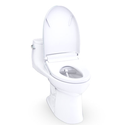 TOTO Ultramax Low Profile WASHLET+ S5 One-Piece Elongated 1.28 GPF Universal Height Toilet with CEFIONTECT, Cotton White - MW6183446CEFG#01