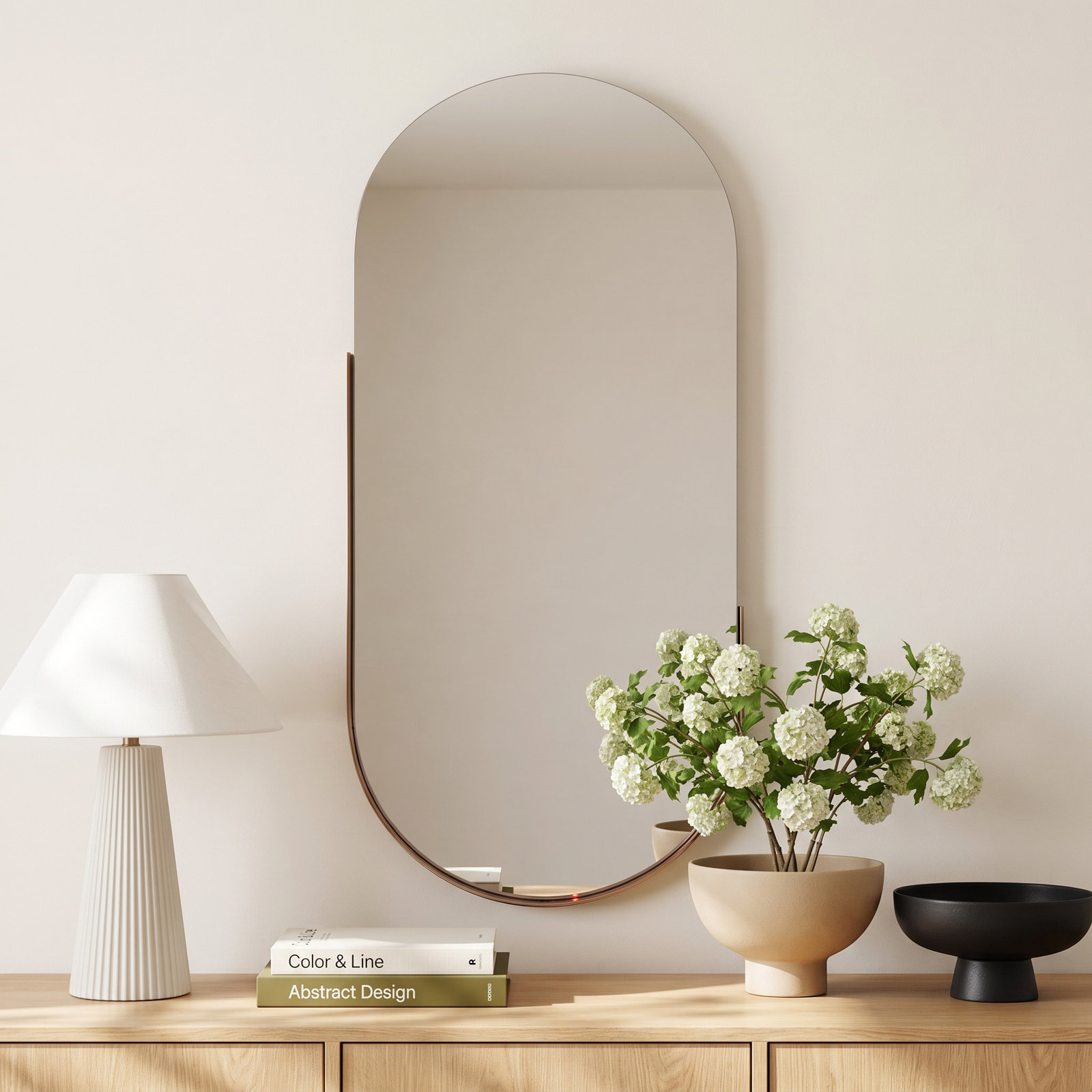 Mantra Stainless Steel Oval Mirror, Rose Gold