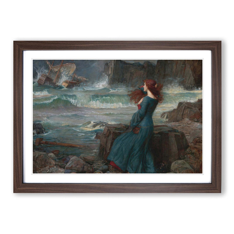 Miranda the Tempest by John William Waterhouse - Framed Print, Walnut