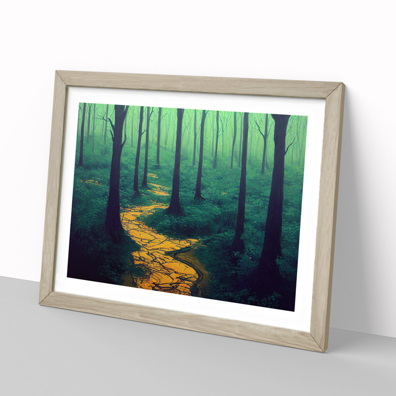 Spring Forest Path - Framed Print, 34cm H x 46cm W x 2cm D, Oak