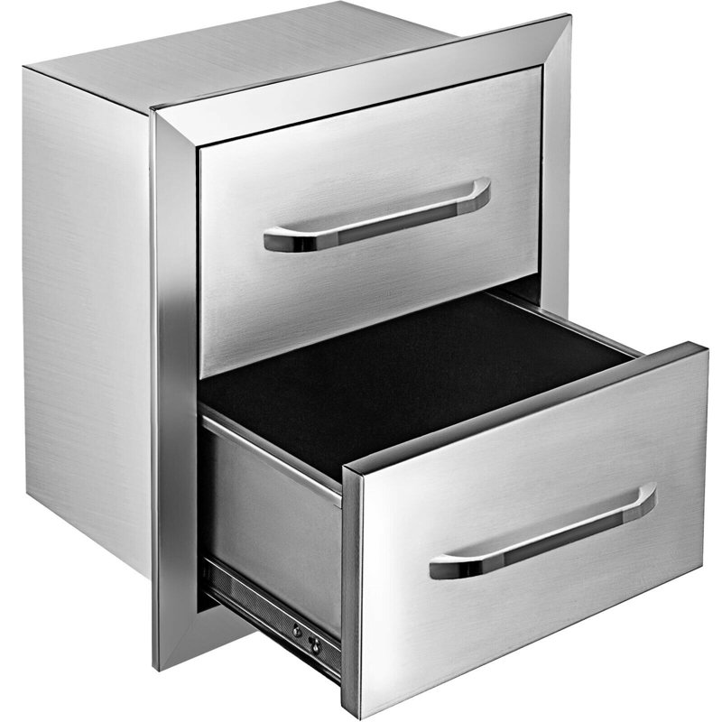 18'' Stainless Steel Double Access Outdoor Kitchen Drawers