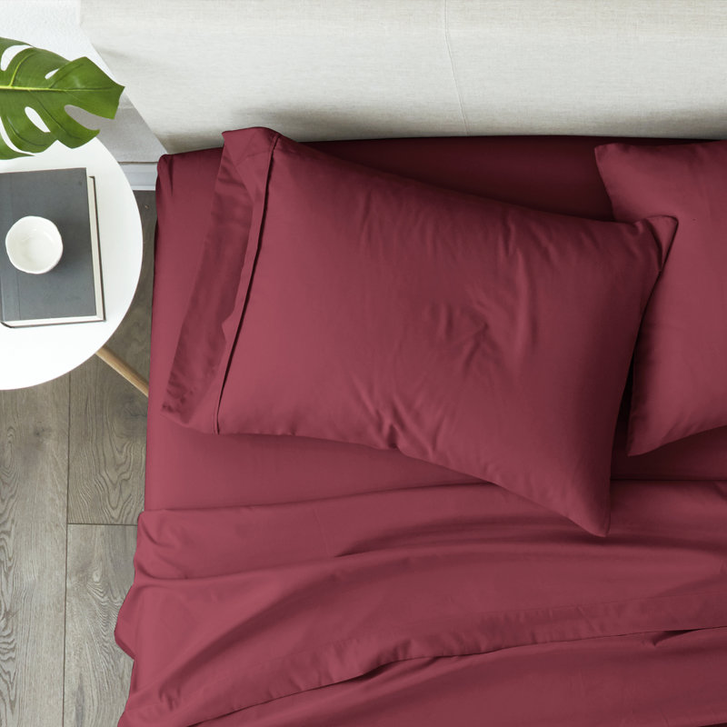 Premium Double-Brushed Pillow Case Set, Burgundy, Standard