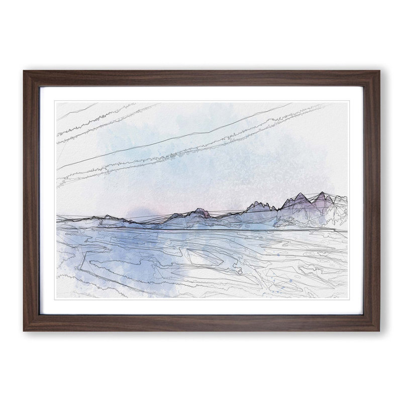 Mountains in Plose Italy in Abstract - Picture Frame Graphic Art Print on MDF, 48cm H x 65cm W x 2cm D, Walnut Framed