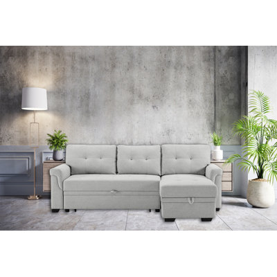 Canapé-lit modulaire réversible en lin gris clair 84 po Hunter