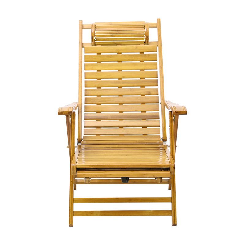 Dimmitt Reclining Bamboo Sun Lounger, Yellow