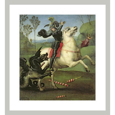 «St. George's Fighting with the Dragon» par Raphael, impression giclée encadrée