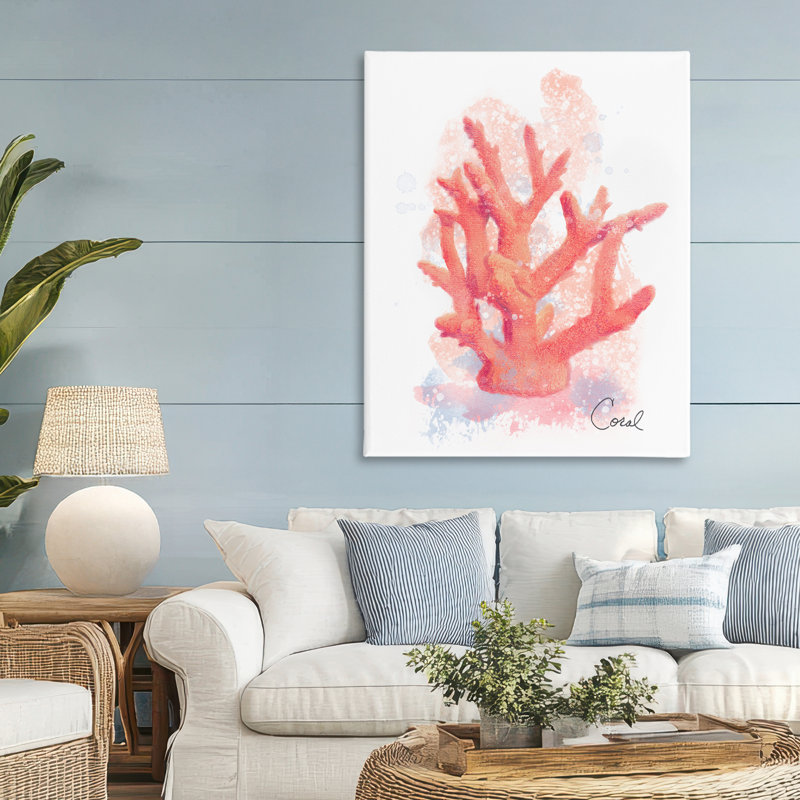 Toile corail pêche, design par Matthew Piotrowicz, H 48 po x l 36 po