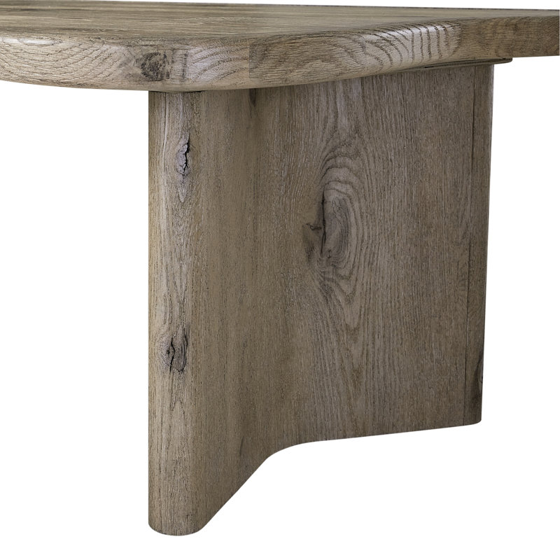 Table basse gigogne en chêne noueux anglais - Deux pièces avec bords arrondis et plateaux de forme libre, profondeur 127 cm, largeur 76 cm, hauteur 44,7 cm, poids 58 kg de chêne, plateaux aux bords organiques, profond et large.