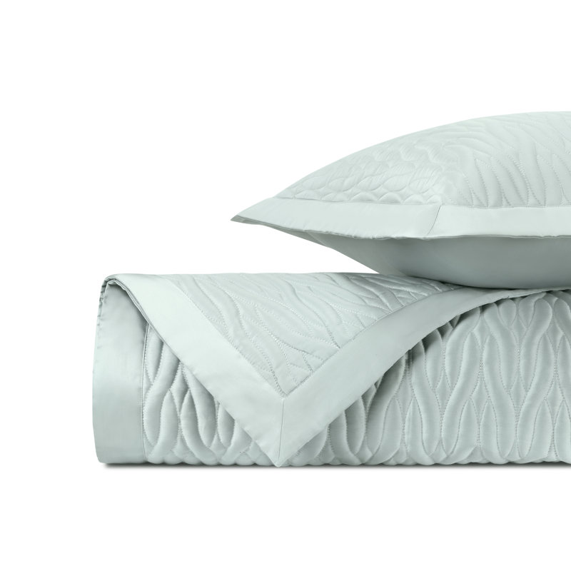 Napa Quilted Sateen Coverlet Set, Eucalipto, Twin Coverlet + 1 Euro Sham