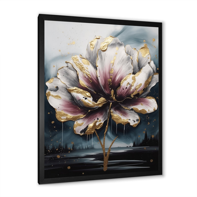 Tapisserie de tulipe rose II sur toile, Cadre photo noir, H 20 po x l 12 po x P 1 po