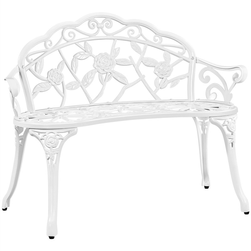 Waterproof Metal Outdoor Bench, White