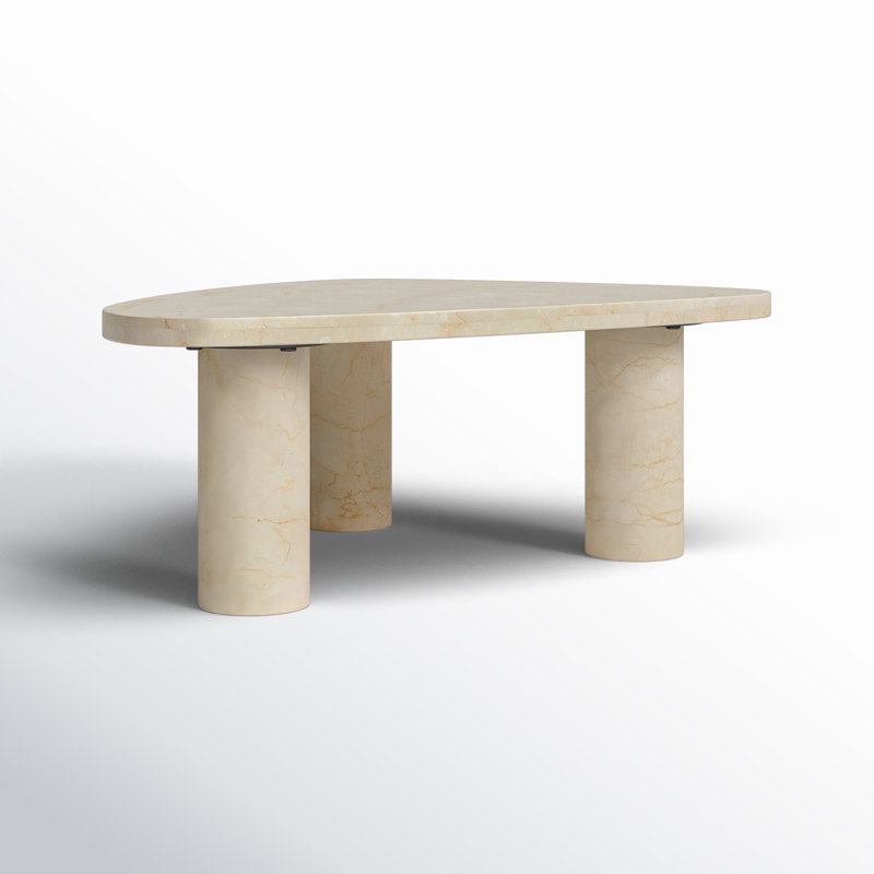 Zion Coffee Table, 15" H x 48" L x 30" W, Cream Marble