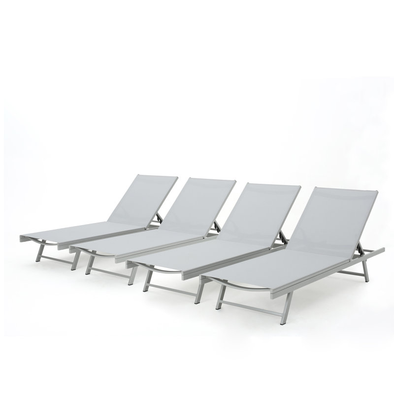 Chaise longue inclinable Audyn, Gris clair, 4