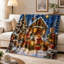 Couverture douillette de Noël avec animaux de la forêt, scène hivernale festive avec cerf, renard, écureuil et hibou, jeté chaud et décoratif pour canapé, lit et décoration intérieure-137005599