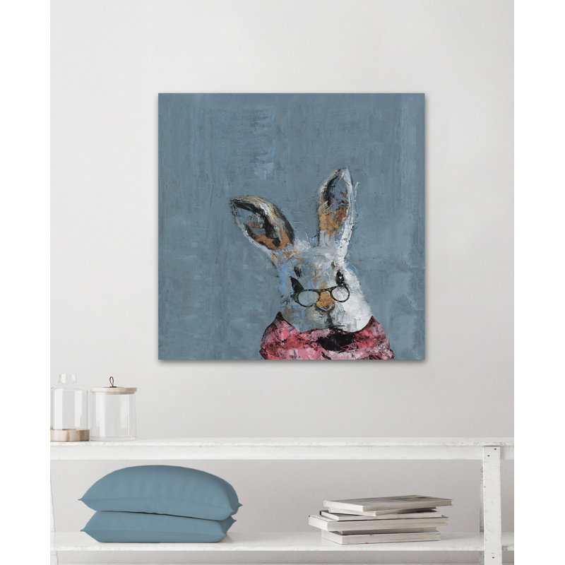 Granny Bunny - Wrapped Canvas Painting, 18" H x 18" W x 1.5" D