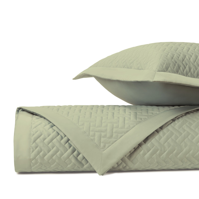 Basketweave RS QLT Quilted Coverlet, King Coverlet, Crystal Green