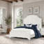 Lit king size 1 pièce, cadre de lit à panneaux, style côtier, design à persiennes HB-2117917463