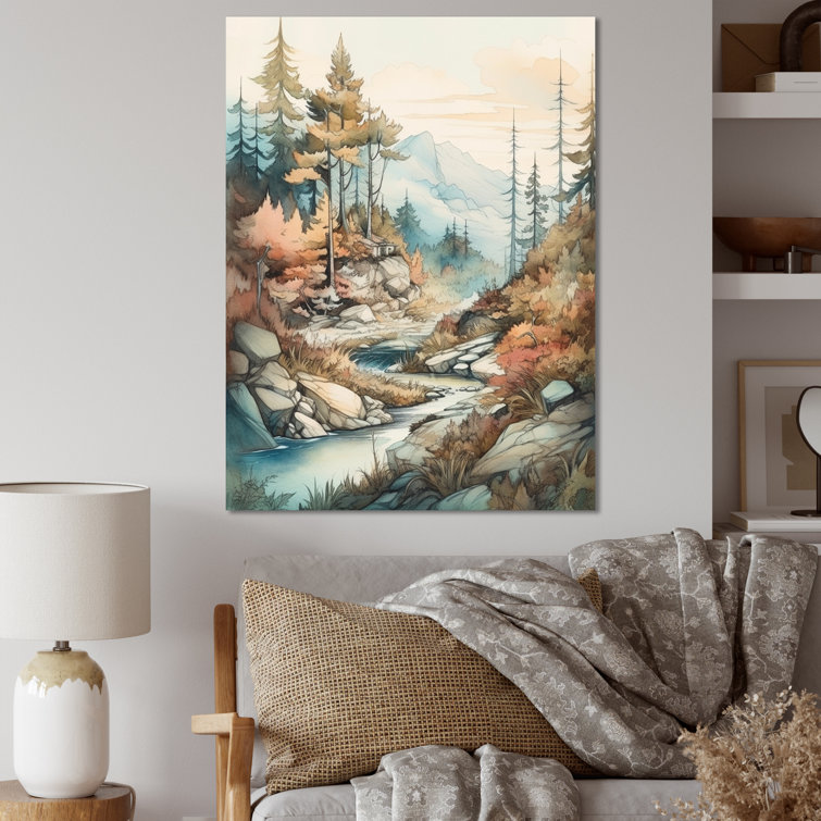 " Stream Running Through The Mountains " on Canvas