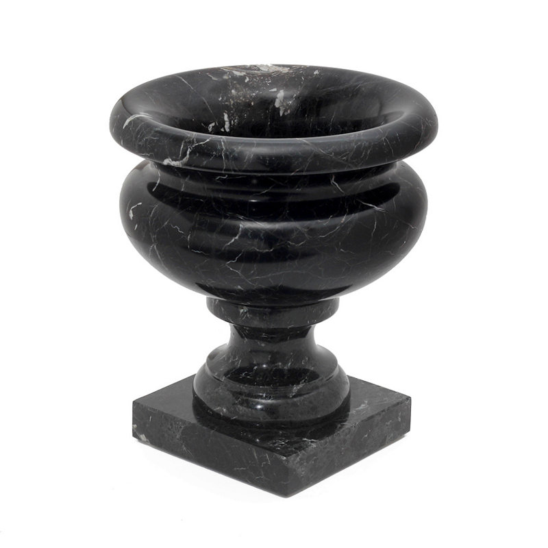 Pot de fleurs urn natural stone Izora, Noir
