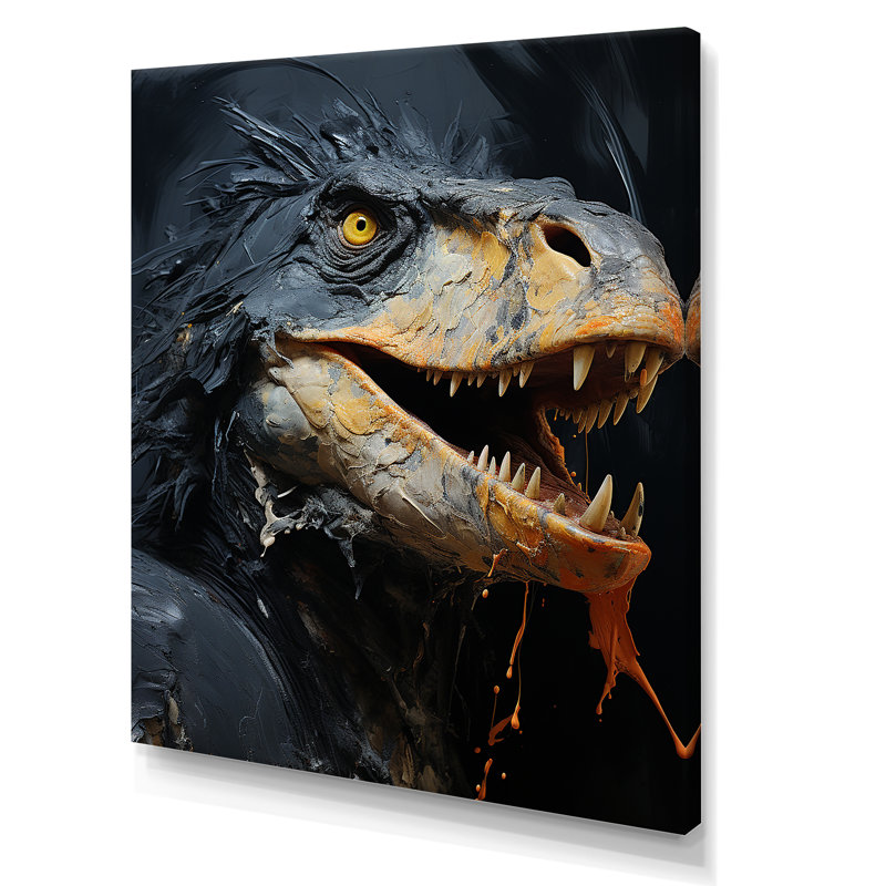 Raptor Dinosaur - Art mural dinosaure, H 32 po x l 24 po x P 1 po, Toile tendue