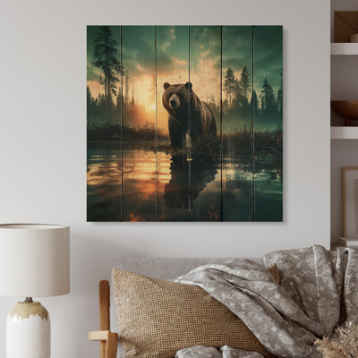 Double exposition Oursflare II - impression de paysages sur bois de pin naturel