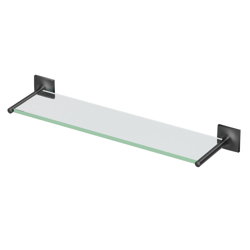 Waterline Bathroom Vanity Glass Shelf | 21.5"L x 5.75"D, 8 mm Tempered Glass Shelf, Matte Black