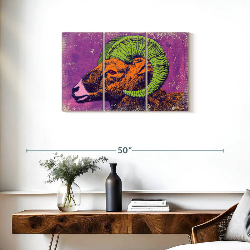 Brampt Retro Bighorn Sheep, 20" H x 33" W