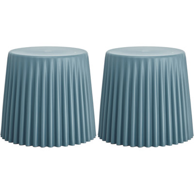 Modern Stackable Round Storage Basket Stool, Indoor Outdoor Plastic Accent Ottoman, Striped Design Side Chair for Kitchen, Bedroom, Patio, Office, and Hotel Use