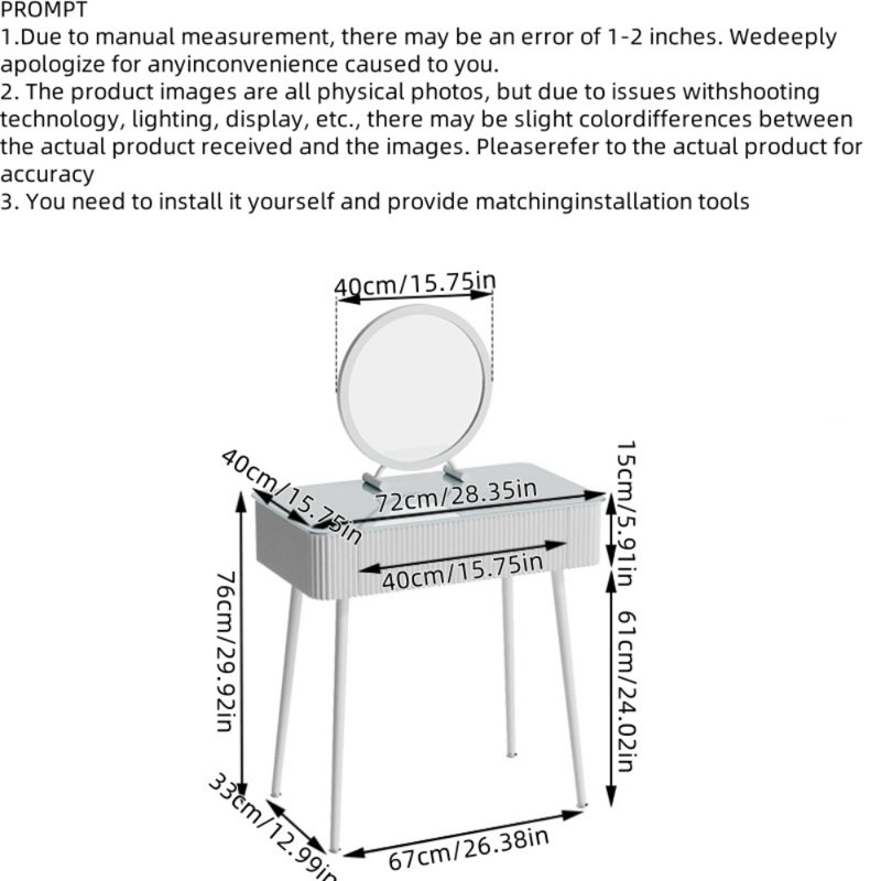 1pc, Simple Modern Dressing Table, Glass Desk, Dressing Table