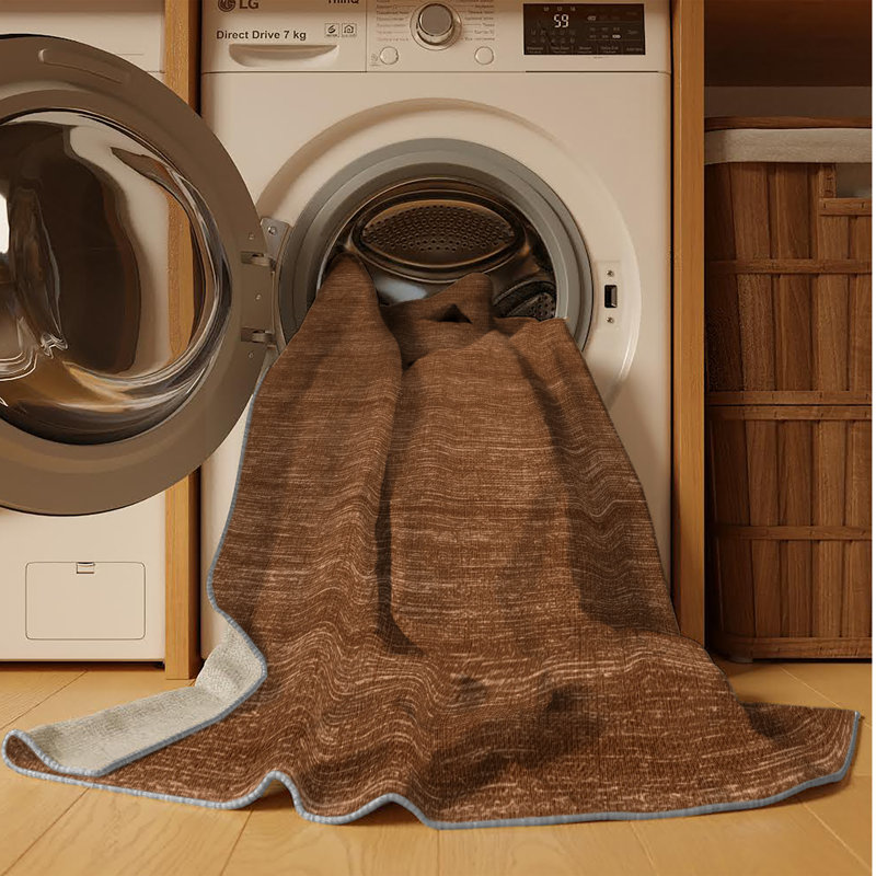 Tapis brun uni lavable à la machine, Rectangulaire 2 pi x 3 pi
