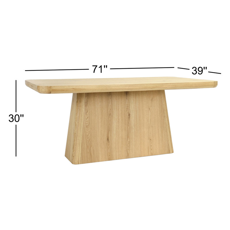 Pedestal Dining Table, Natural, 30" H x 71" L x 39" W