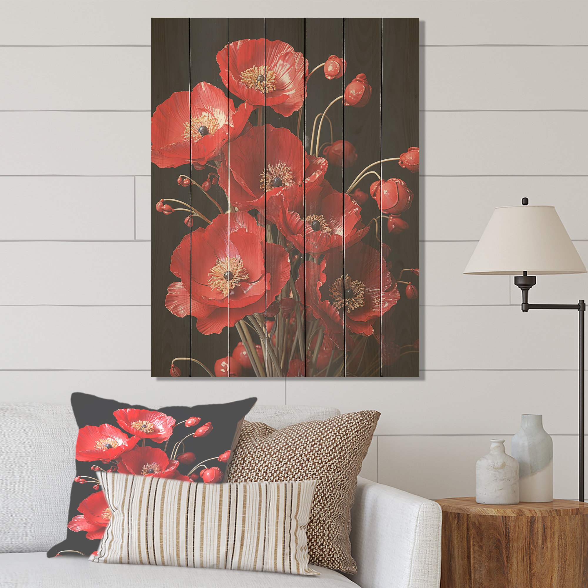 Winston Porter Cascading Reds Dynamic Poppy Scene I - Poppies On Wood ...