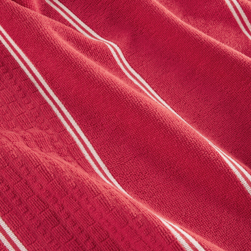 Modern Cotton Striped Red and Blue Kitchen Towel Set of Four