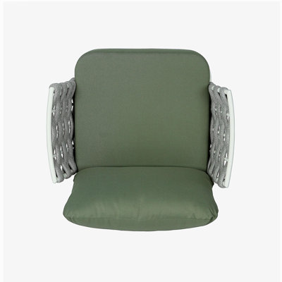 Ensemble de 2 fauteuils club en acier Mariano, blanc cassé et vert