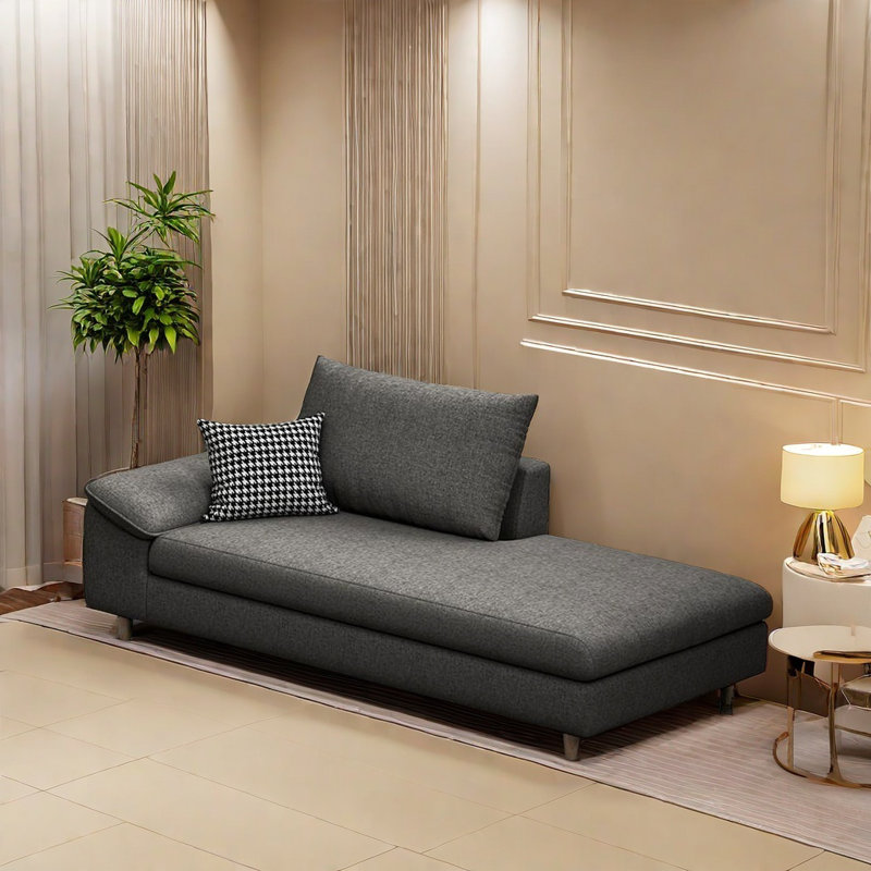 Chaise longue Soft Touch, Orienté à gauche (vu de face), Gris foncé