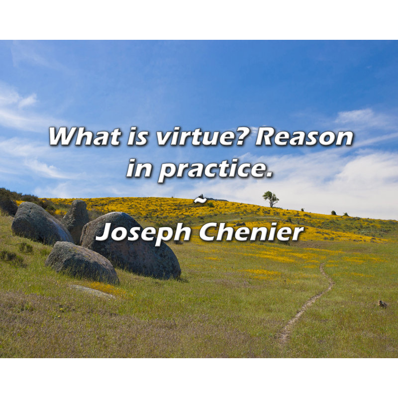 Citation de Joseph Chenier: Qu'est-ce que la vertu? Raison dans la pratique.