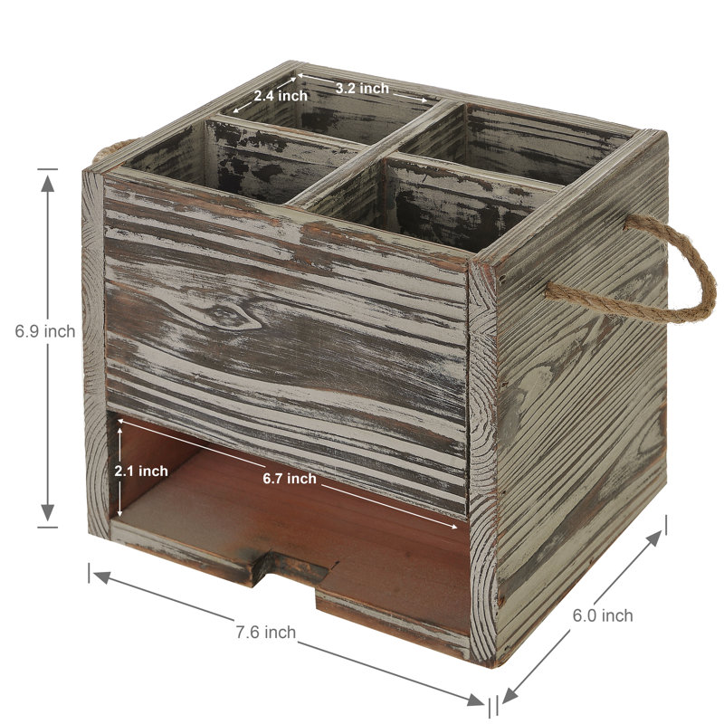 Wood Rectangle Flatware Caddy