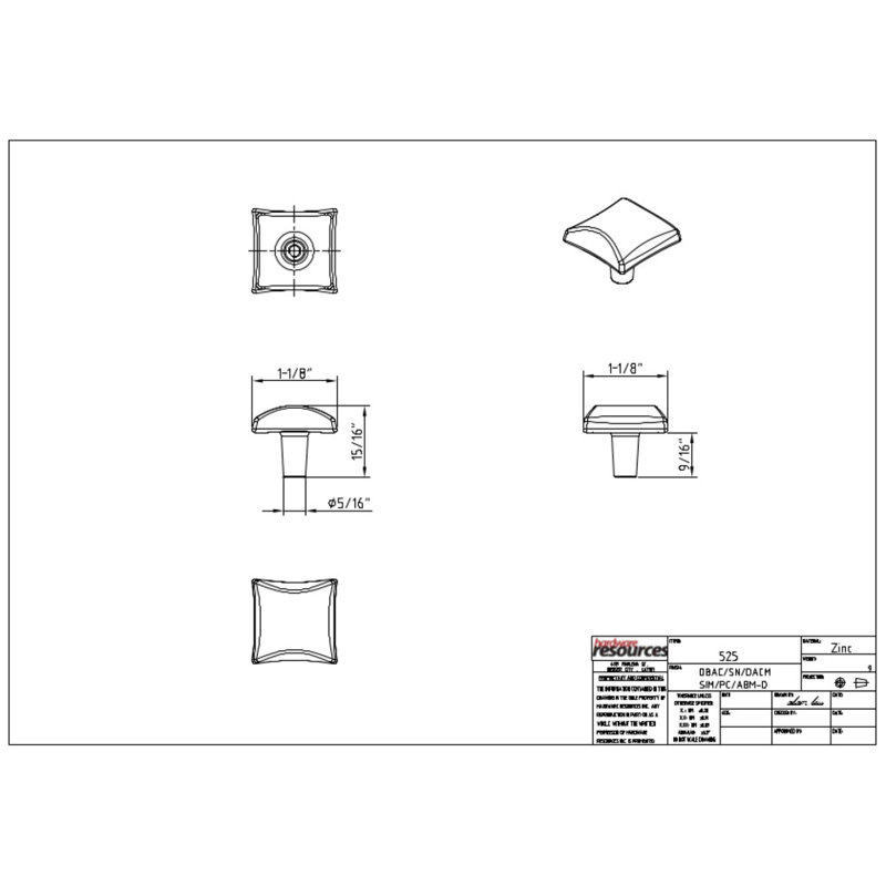 Glendale 1 1/8" Length Square Knob, Matte Black