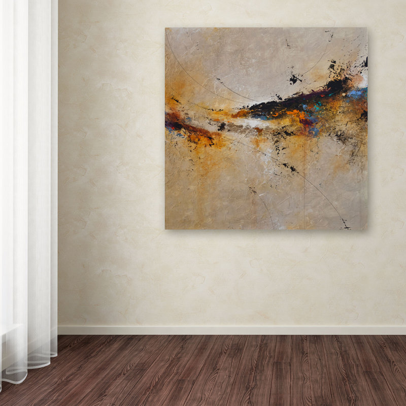 Tranquil Reflections Abstract Canvas Art in Tan and Dark Splashes