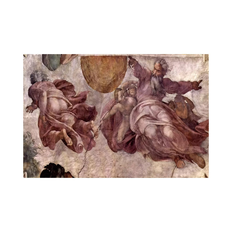 The Creation Of The Sun, Moon And Vegetation by Michelangelo - Wrapped Canvas Painting, 152.5 cm H x 101.5 cm W