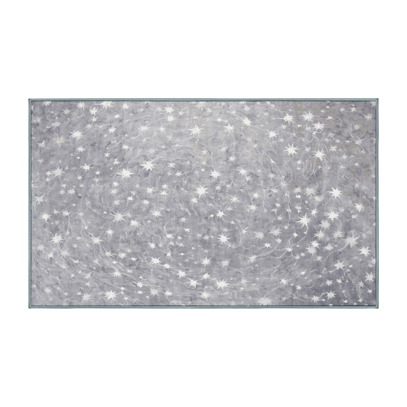 Machine Washable Blue Area Rug, Runner 2' x 4'