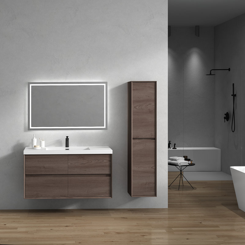 Ensemble de meuble-lavabo mural simple 47 po Seavy, Rouge