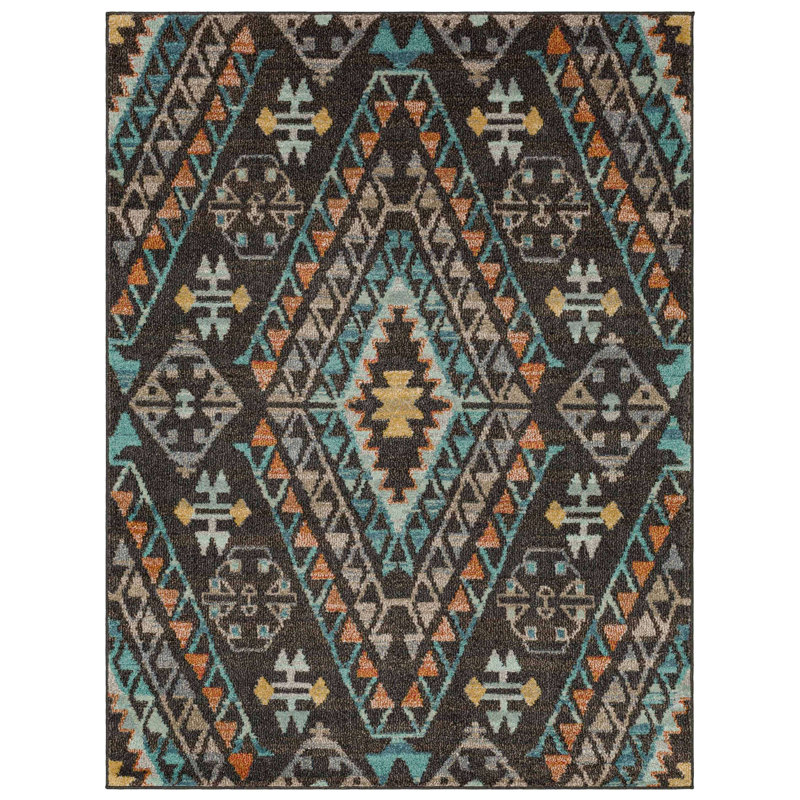 Bungalow Rose Southwestern Ornamental Medallion Area Rug, Rectangle 3'3" x 5'