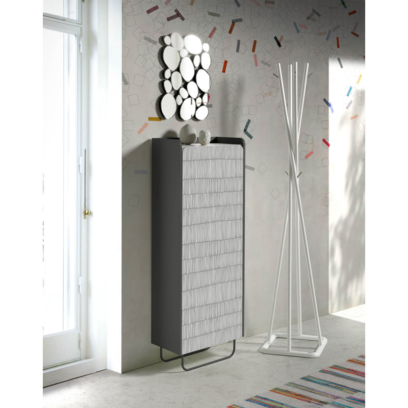 11 Pair Shoe Storage Cabinet, Jet Black-White