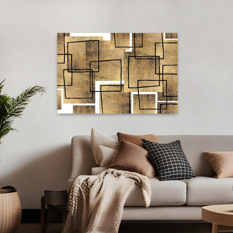 Art contemporain abstrait connecté, H 32 po x l 48 po