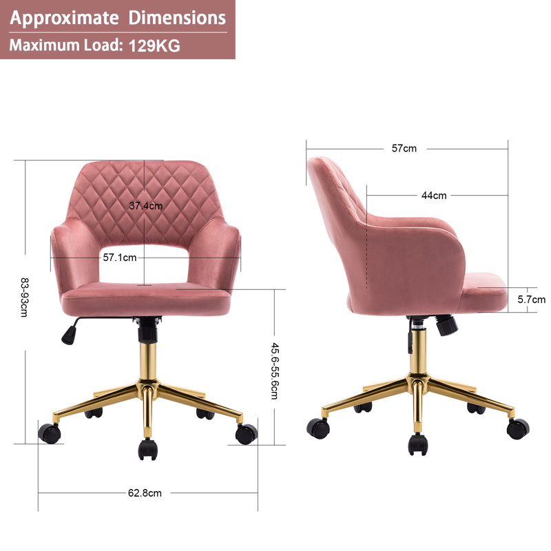 Rundelle Office Swivel Chair, Pink