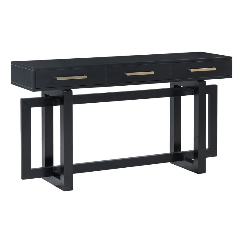 Nerene 57'' Solid Wood Top Console Table, Black